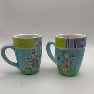 HausenWare Easter Bunny Pastel Ceramic Mugs - Set of 2